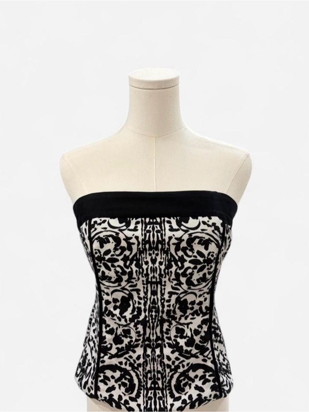 White House Black Market Corset Top Size 6 Black & White Strapless Bustier